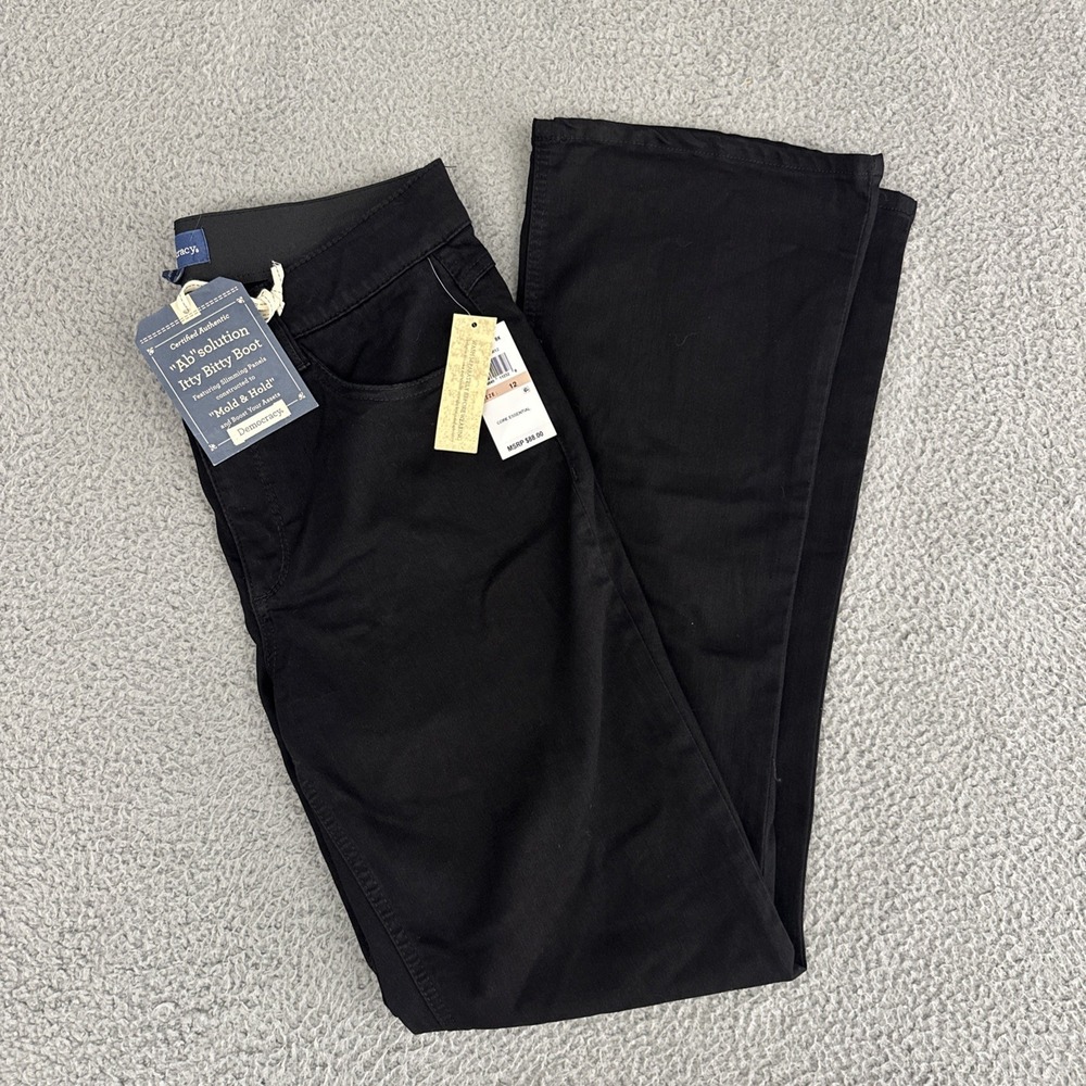 NWT Democracy Absolution Itty Bitty Boot Jeans Black Stretch Women's 12 x 31.5